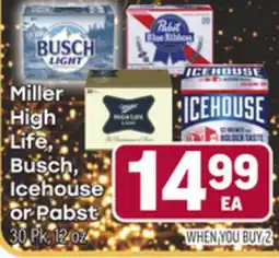 Tony’s Fresh Market Miller High Life, Busch, Icehouse or Pabst offer