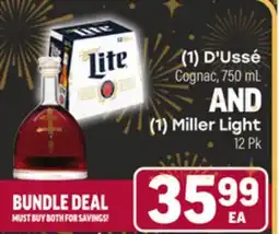 Tony’s Fresh Market (1) D' Ussé Cognac, 750 AND (!) Miller Light 12 Pk offer