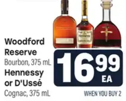 Tony’s Fresh Market Woodford Reserve Bourbon, 375 mL Hennessy or D'Ussé Cognac, 375 mL offer