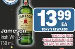Tony’s Fresh Market Jameson Irish Whisky offer