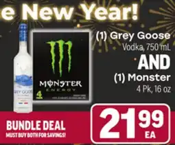 Tony’s Fresh Market (1) Grey Goose Vodka 750 mL AND (1) Monster 4 Pk, 16 oz offer
