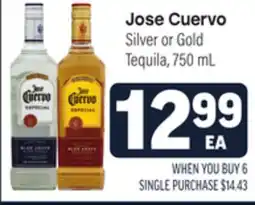 Tony’s Fresh Market Jose Cuervo Silver or Gold Tequila mL offer