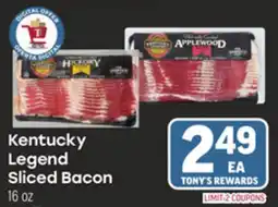 Tony’s Fresh Market Kentucky Legend Sliced Bacon offer