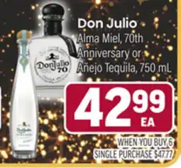 Tony’s Fresh Market Don Julio Alma Miel, 70th Anniversary or Añejo Tequila, 750mL offer