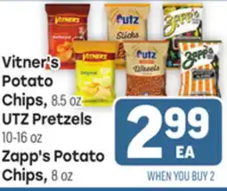 Tony’s Fresh Market Vitner's Potato Chips, 8.5oz, UTZ Pretzels 10-16oz, Zapp's Potato Chips, 8oz offer