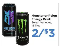 Food 4 Less Monster or Reign Energy Drink offer