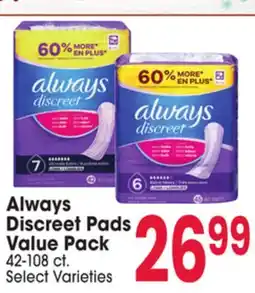 Jewel-Osco Always Discreet Pads Value Pack offer