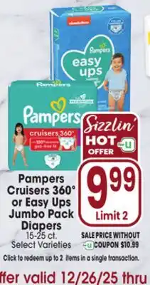 Jewel-Osco Pampers Cruisers 360º or Easy Ups Jumbo Pack Diapers offer