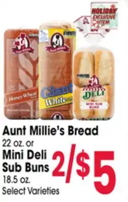 Jewel-Osco Aunt Millie's Bread 22 oz. or Mini Deli Sub Buns 18.5 oz offer