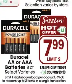 Jewel-Osco Duracell AA or AAA Batteries offer
