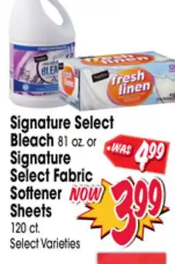 Jewel-Osco Signature Select Bleach 81 oz. or Signature Select Fabric Softener Sheets 120 ct offer