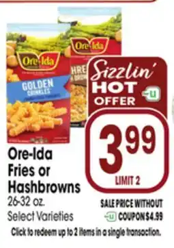 Jewel-Osco Ore-Ida Fries or Hashbrowns offer