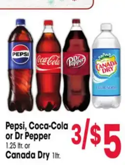 Jewel-Osco Pepsi, Coca-Cola or Dr Pepper 1.25 ltr. or Canada Dry 1ltr offer