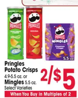 Jewel-Osco Pringles Potato Crisps 4.9-5.5 oz. or Mingles 5.5 oz offer