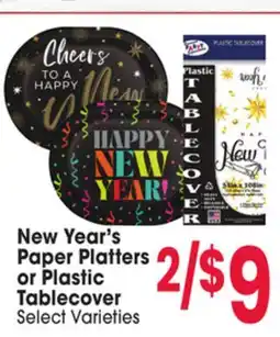 Jewel-Osco New Year's Paper Platters or Plastic Tablecover offer