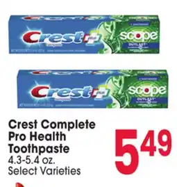 Jewel-Osco Crest Complete Pro Health Pro Health Toothpaste offer