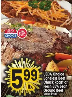 Jewel-Osco USDA Choice Boneless Beef Chuck Roast or Fresh 85% Lean Fresh offer