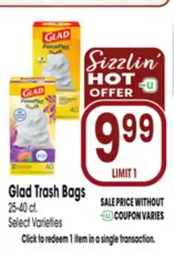 Jewel-Osco Glad Trash Bags offer