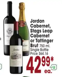 Jewel-Osco Jordan Cabernet, Stags Leap Cabernet or Tattinger Brut offer