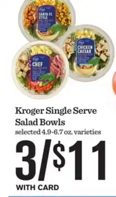 Mariano's Kroger Single Serve Salad Bowls offer