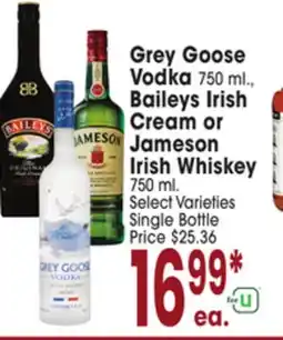 Jewel-Osco Grey Goose Vodka, Baileys Irish Cream, or Jameson Irish Whiskey offer