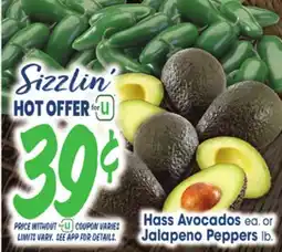 Jewel-Osco Hass Avocados ea. or Jalapeno Peppers lb offer