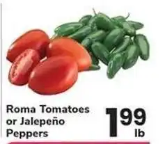 Safeway Roma Tomatoes or Jalapeño Peppers offer