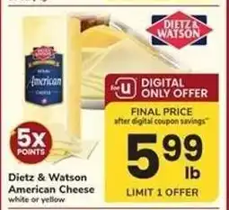 Safeway Dietz & Watson American Cheese offer