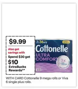 CVS Cottonelle 9 mega rolls or Viva 6 single plus rolls offer