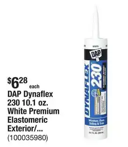 The Home Depot DAP Dynaflex 230 10.1 oz. White Premium Elastomeric Exterior/Interior Window, Door and Trim Sealant offer