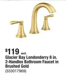 The Home Depot Glacier Bay Londonderry 8 in. 2-Handles Bathroom Faucet in Brushed Gold offer