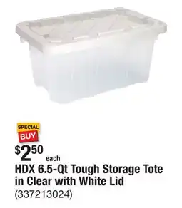 The Home Depot HDX 6.5-Qt Tough Storage Tote in Clear with White Lid offer