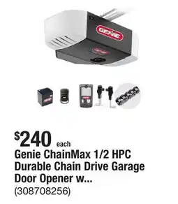 The Home Depot Genie ChainMax 1/2 HPC Durable Chain Drive Garage Door Opener with Battery Backup offer