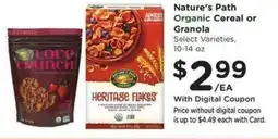 Kroger Nature's Path Organic Cereal or Granola offer