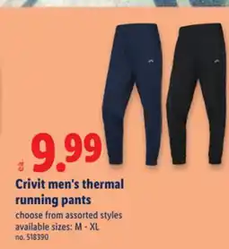 Lidl Crivit men's thermal running pants offer