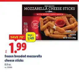 Lidl Frozen breaded mozzarella cheese sticks offer