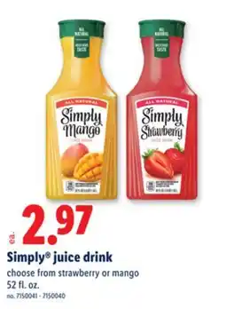 Lidl Simply juice drink offer