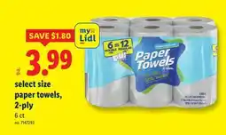 Lidl select size paper towels, 2-ply offer