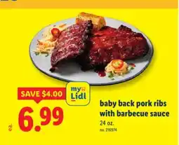 Lidl baby back pork ribs with barbecue sauce offer