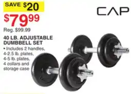 Dunham's Sports 40 LB. ADJUSTABLE DUMBBELL SET offer