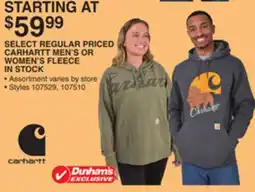 Dunham's Sports SELECT REGULAR PRICED CARHARTT MEN'S OR WOMEN'S FLEECE IN STOCK offer