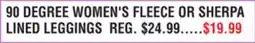 Dunham's Sports 90 DEGREE WOMEN'S FLEECE OR SHERPA LINED LEGGINGS offer