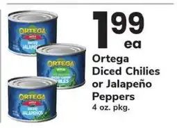 Safeway Ortega Diced Chilies or Jalapeño Peppers offer