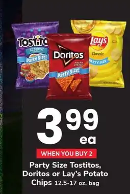 Safeway Party Size Tostitos, Doritos or Lay’s Potato Chips offer