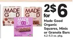 Safeway Made Good Organic Squares, Minis or Granola Bars offer