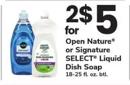 Safeway Open Nature or Signature SELECT Liquid Dish Soap offer