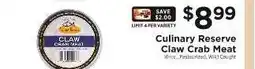 ShopRite Culinary Reserve Claw Crab Meat offer