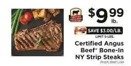 ShopRite Certified Angus Beef Bone-In NY Strip Steaks offer