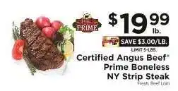 ShopRite Certified Angus Beef Prime Boneless NY Strip Steak offer