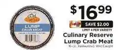 ShopRite Culinary Reserve Lump Crab Meat offer